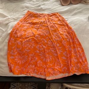 Orange skirt with pink florals